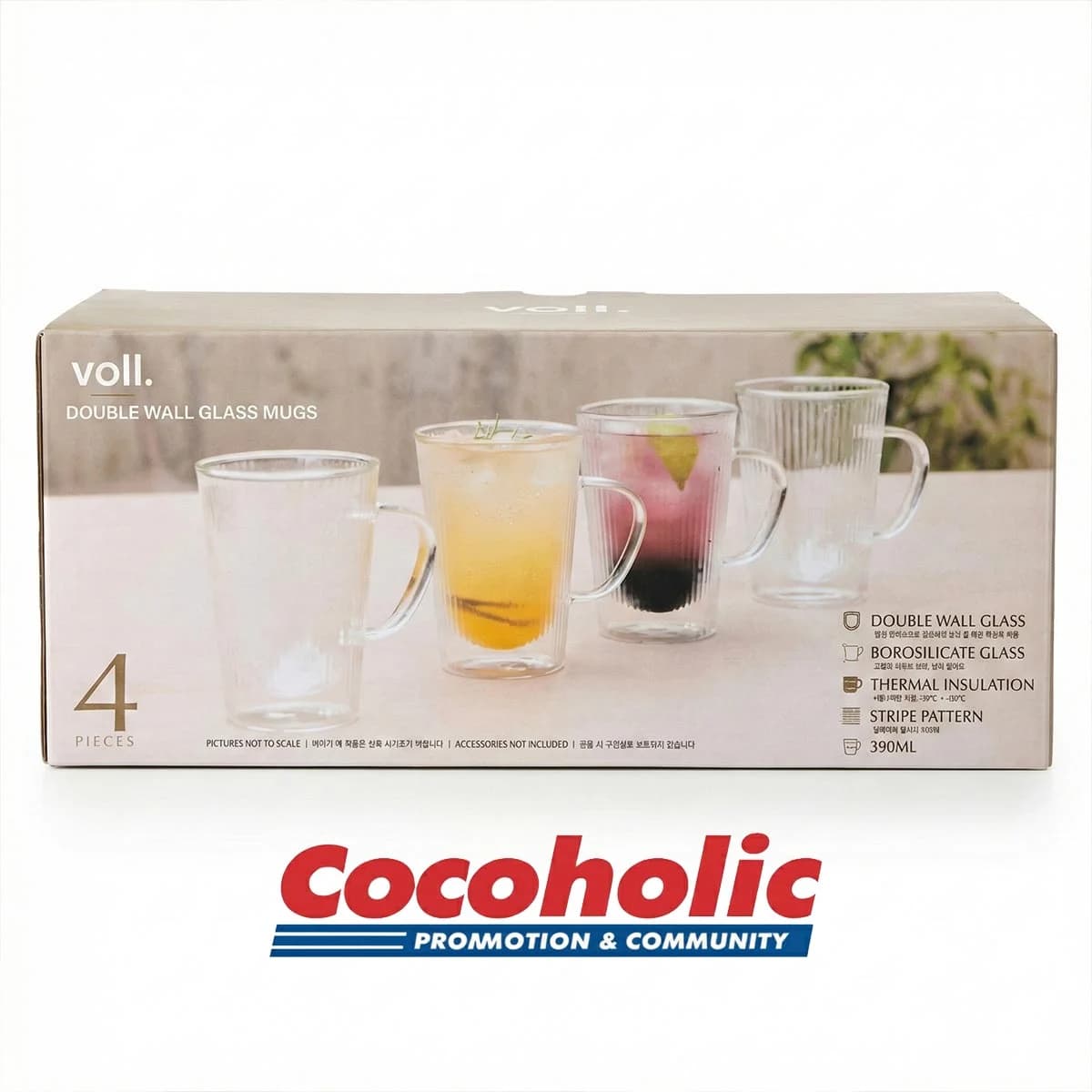 VOLL 더블월 머그세트 390ML 4P