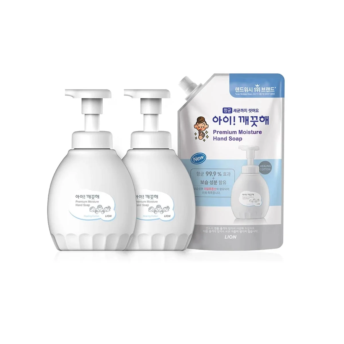 LION 아이깨끗해 프리미엄 핸드워시 450ML X 2 + 리필600ML