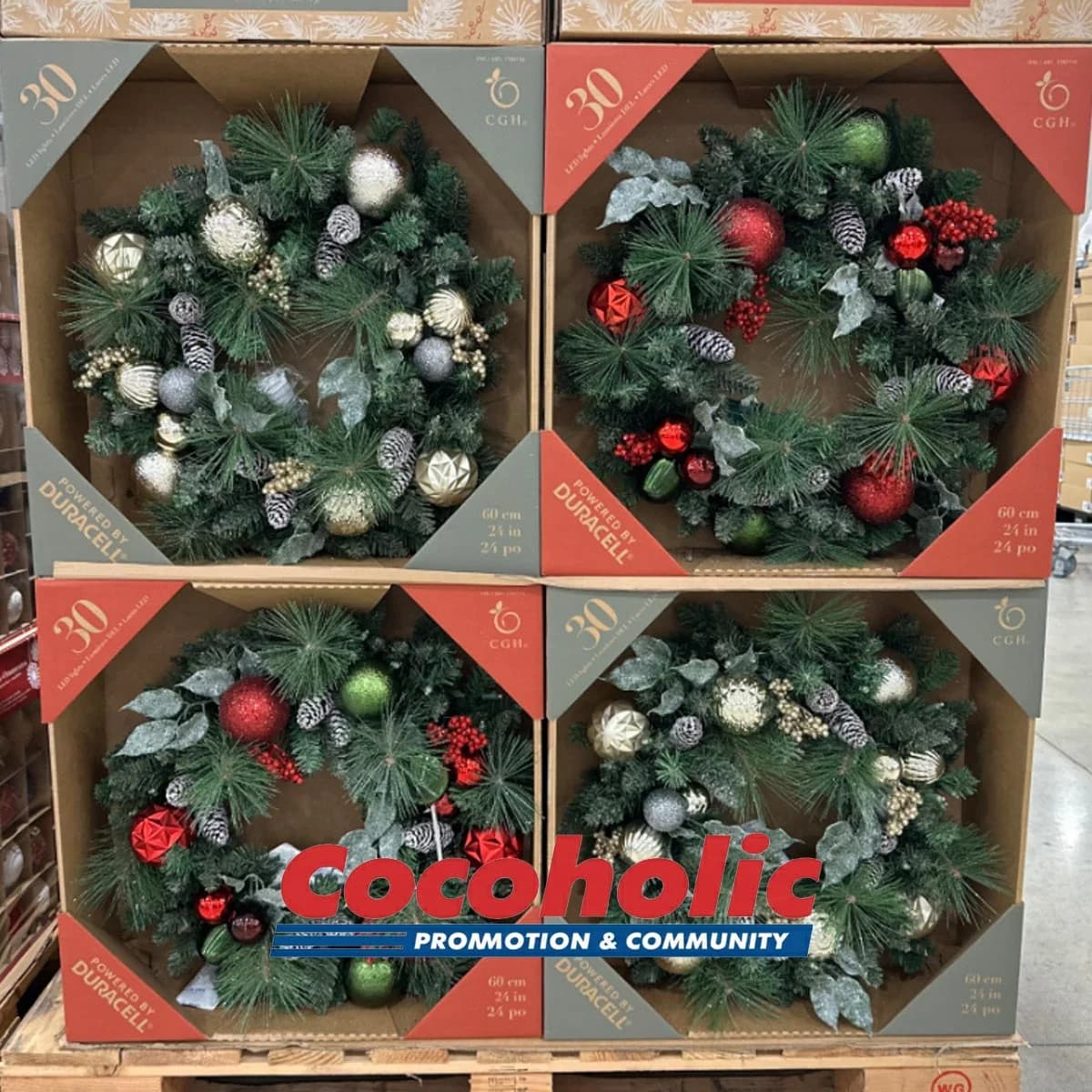 크리스마스 장식 LED 원형 리스 지름 60CM