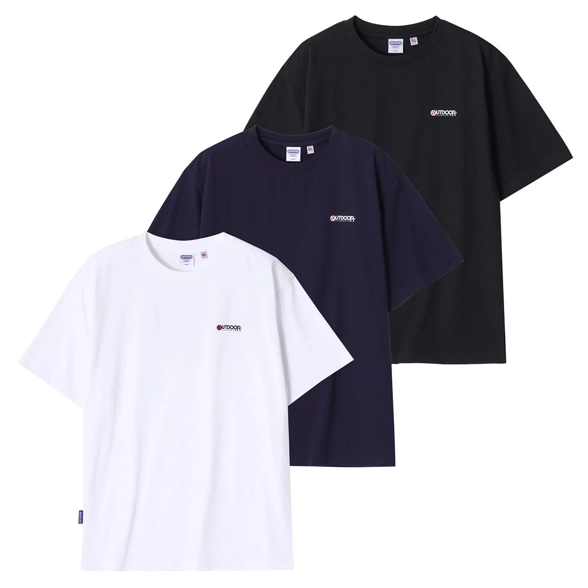 OUTDOOR PRODUCTS 면라운드티셔츠 3매 S,M,L,XL AISAN SIZE