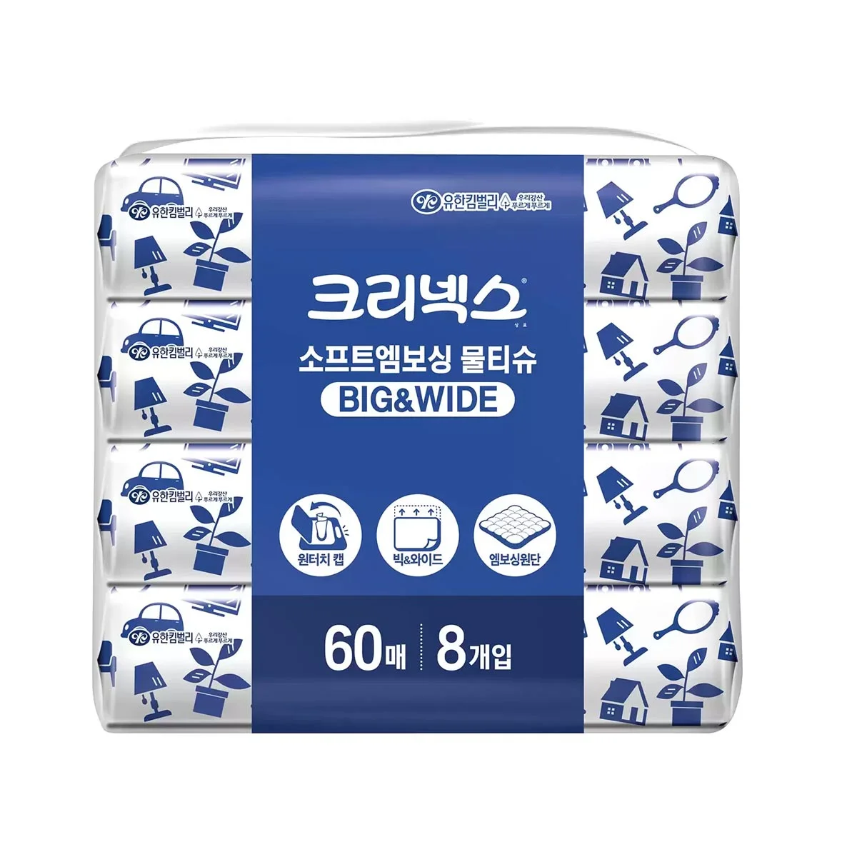 크리넥스 소프트엠보싱 물티슈 60매 X 8팩